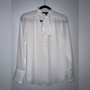 White tie neck shirt